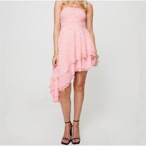NWT Women’s Princess Polly Pink Candyn Asymmetric Strapless Mini Dress Size 4